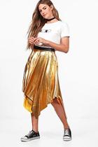 Boohoo Daisy Metallic Asymmetric Skirt