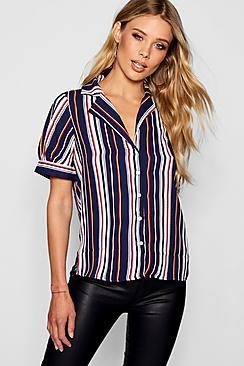 Boohoo Stripe Botton Up Shirt