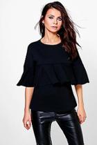 Boohoo Saskia Ruffle Front Sweat Top