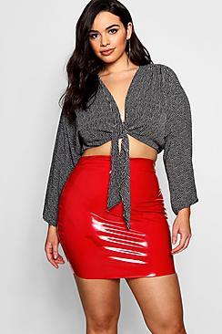 Boohoo Plus Stripe Knot Front Top