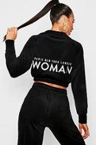 Boohoo Velour Woman Embroidered Sweat Top