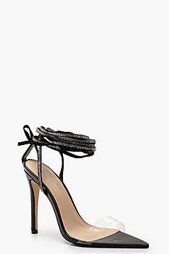 Boohoo Diamante Wrap Clear Heel 2 Parts