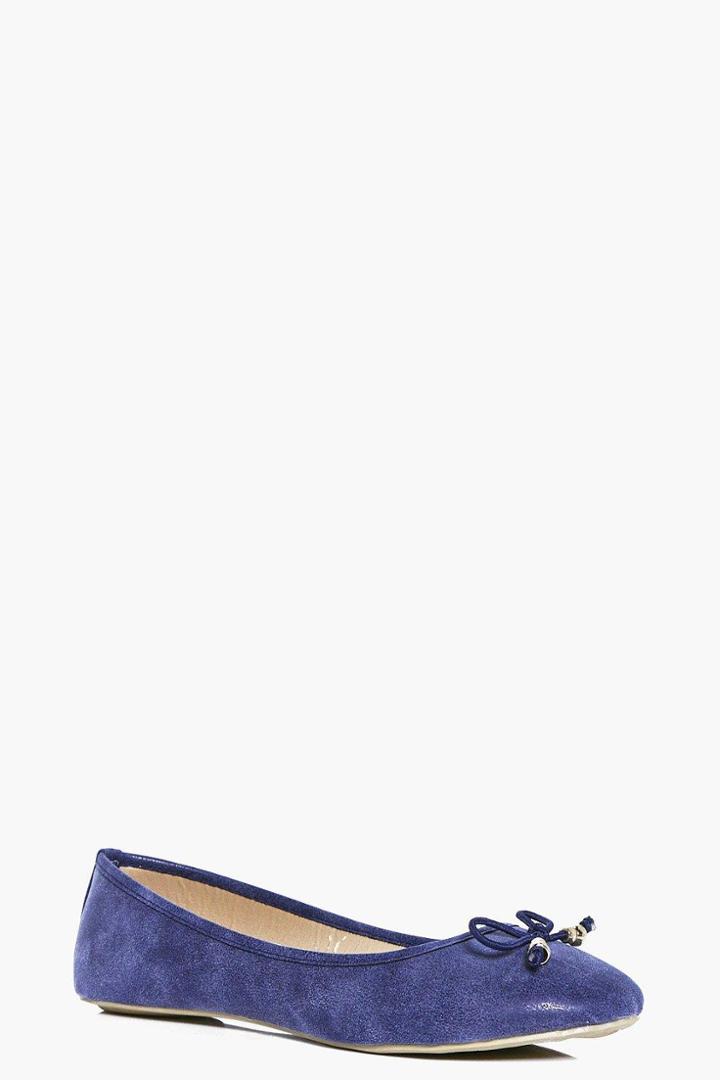 Boohoo Ella Basic Bow Ballet Navy