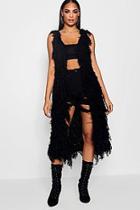 Boohoo Leah Shaggy Knit Oversized Gilet