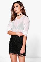 Boohoo Eliza Mesh Long Sleeve Top