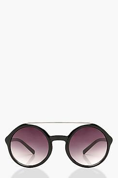 Boohoo Metal Arm Oversized Round Sunglasses