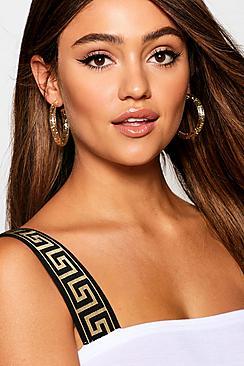 Boohoo Gold Glitter Clear Hoop Earrings