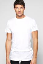 Boohoo Faux Layer T Shirt With Mock Drawcord Hem White