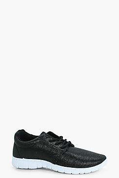 Boohoo Lexi Metallic Lace Up Sports Trainer