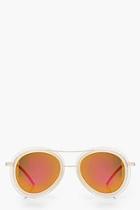 Boohoo Rosie Nude Reflective Lense Double Bar Aviators