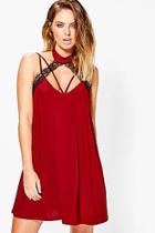 Boohoo Brigette Lace Strap Choker Shift Dress