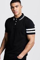 Boohoo Pique Polo With Sleeve Stripe Detail