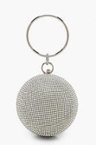 Boohoo All Over Diamonte Sphere Ring Handle Bag