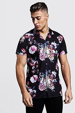 Boohoo Cherub Print Short Sleeve Revere Jersey Shirt