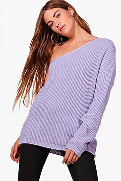 Boohoo Eva One Shoulder Oversized Jumper