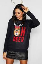 Boohoo Christmas Flasing Light Deer Jumper