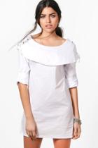 Boohoo Rosie Eyelet Detail Cotton Sundress White