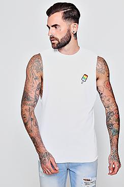 Boohoo Tank With Embroidered Rainbow Lolly Badge