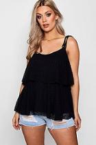 Boohoo Plus Claire Dobby Frill Layered Cami Top