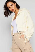 Boohoo Ruched Sleeve Detail Cropped Hoody