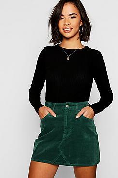 Boohoo Cord Denim Mini Skirt