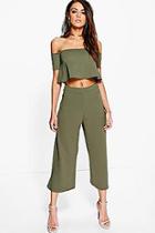 Boohoo Off The Shoulder Top And Culotte Co-ord Set