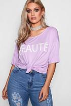 Boohoo Plus Harley Beaute Slogan T Shirt