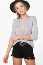 Boohoo Emma Fine Knit Cable Design Jumper Grey