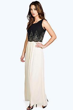 Boohoo Boutique Kaya Embellished Chiffon Maxi Dress