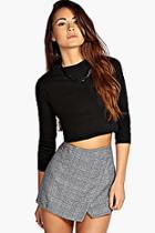 Boohoo Lucy Ribbed High Neck Long Sleeve Crop Top