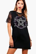 Boohoo Eva Halloween Lace Insert T-shirt Dress