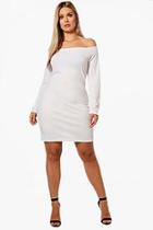 Boohoo Plus Lianne Off The Shoulder Bodycon Dress