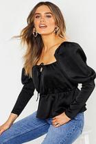 Boohoo Square Neck Peasant Peplum Top