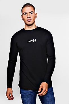 Boohoo Original Man Long Sleeve Curve Hem T-shirt