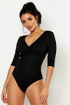 Boohoo Rib Wrap Front Ring Detail Body