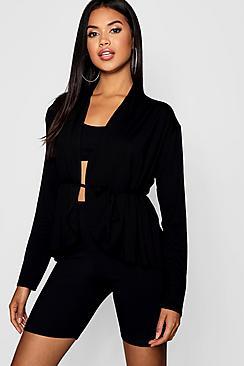 Boohoo Tie Waist Short Duster