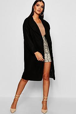 Boohoo Oversized Double Breasted Longline Wool Look Coat