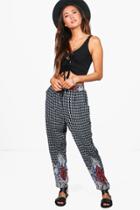 Boohoo Emily Border Print Trouser Marine