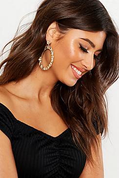 Boohoo Statement Gem Oval Earrings