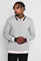 Boohoo Zip Placket Rugby Sweater With Sports Rib
