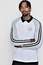 Boohoo Long Sleeve Man Polo With Side Tape