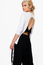 Boohoo Charlie Contrast Open Back Tie Top White