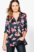 Boohoo Emma Floral Woven Pyjama Shirt Multi