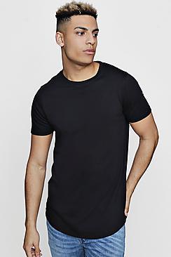Boohoo Short Sleeve Longline T Shirt With Curve Hem
