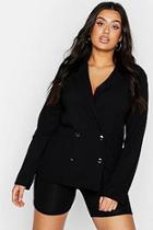 Boohoo Plus Double Breasted Pocket Detail Blazer