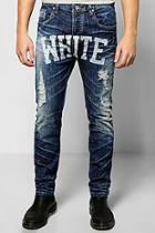 Boohoo White Skinny Slogan Jeans