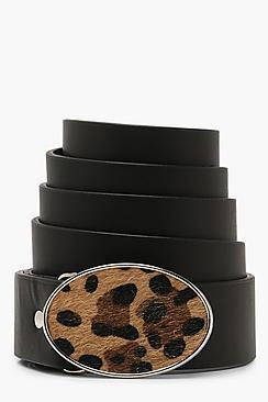 Boohoo Leopard Buckle Boyfriend Belt