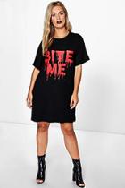 Boohoo Plus Lexi Halloween Slogan T-shirt Dress