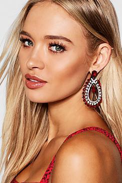 Boohoo Jewel Diamante Statement Earrings