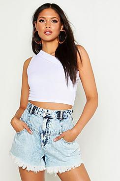 Boohoo Tall Acid Wash High Waisted Denim Shorts